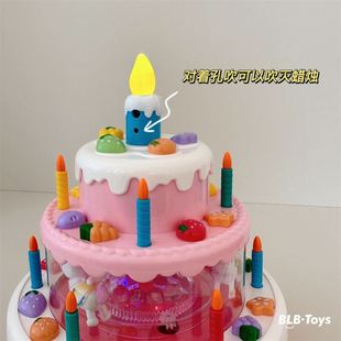 生日蛋糕拍照仿真模型道具订婚蛋糕有氛围感可以吹灭 仿真蛋糕