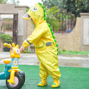 儿童连体雨衣恐龙造型男童女童宝宝幼儿园大帽檐全身雨裤 雨披雨服