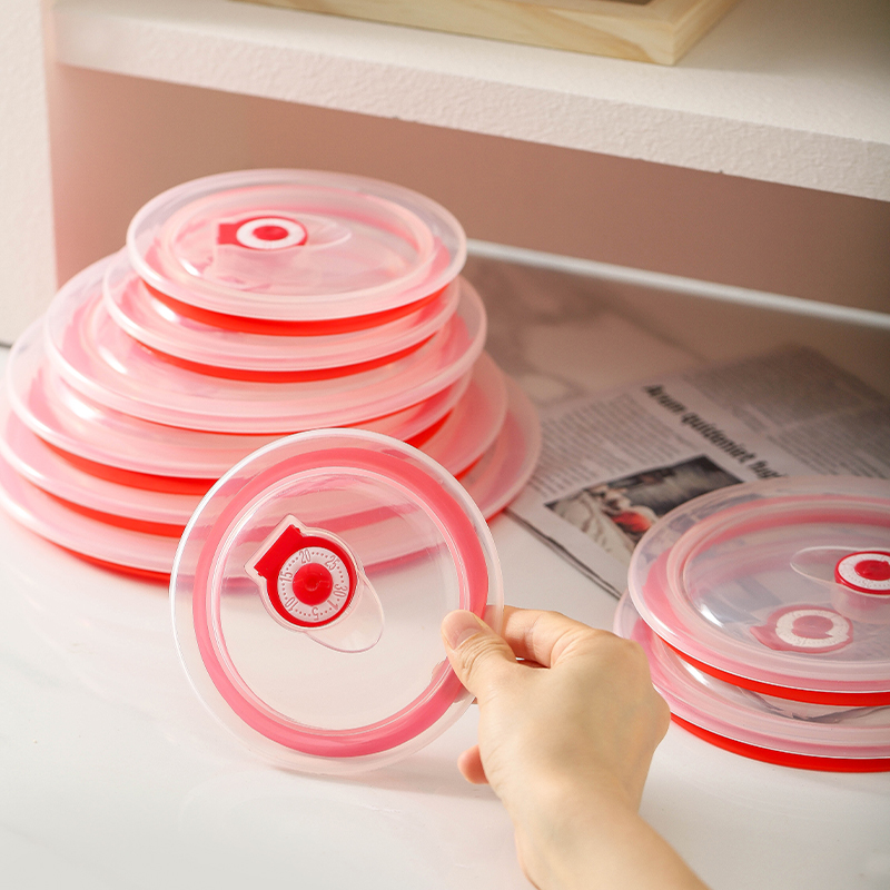 食品级加厚保鲜碗塑料盖子圆形通用饭盒密封硅胶盖微波炉加热配件