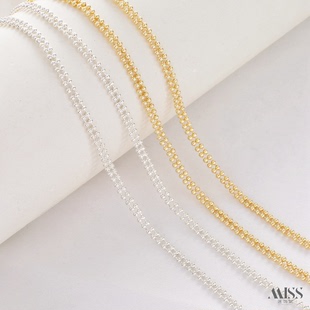 14K包金保色银色双排1.5mm圆珠链条散链diy穿绳手链饰品配件材料