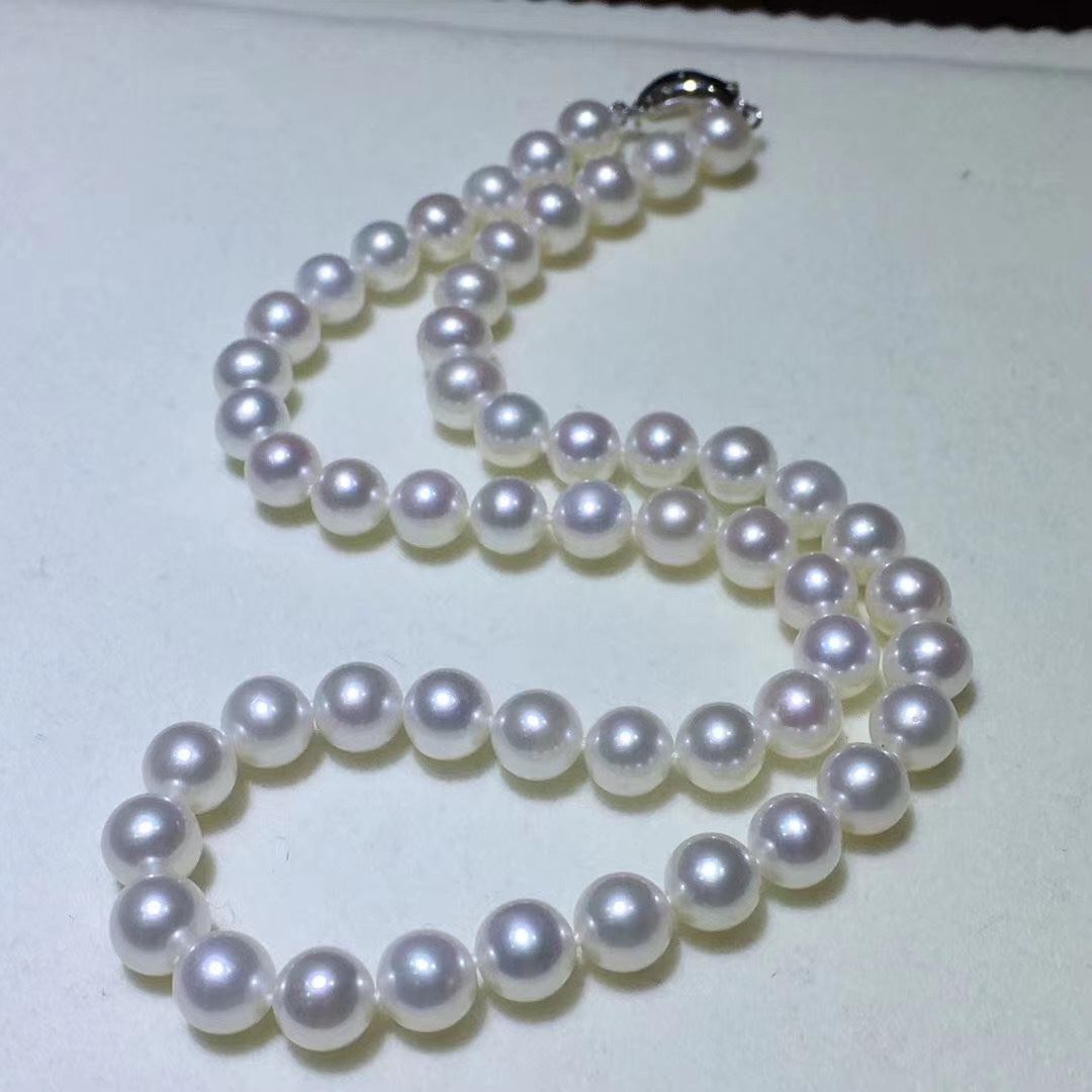 天然淡水珍珠项链极强光媲美 日本Akoya天女颈链近圆妈妈款 串正品