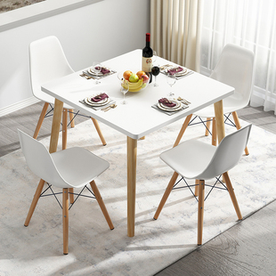 餐桌家用小户型简约现代吃饭饭桌子长方形出租房实木腿餐桌椅组合