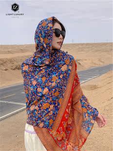 披肩女西藏新疆青海沙漠拍照旅游沙滩巾防晒薄款 丝巾 高档2023新款