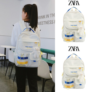 ZARI2022新款 时尚 女士夏季 白色中小学生书包女大学生电脑包背包