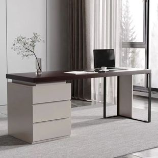 现代简约意式 极简家用轻奢书桌书房电脑桌实木办公桌设计师写字台