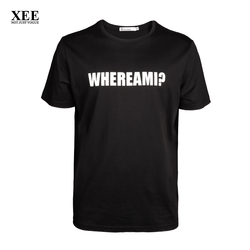 XEE商场同款 新夏款 黑色字母简约圆领T恤百搭显瘦纯棉男短袖