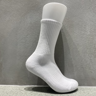 男长袜潮长筒袜加厚毛巾底运动中高筒黑白纯色大码 袜子 篮球袜美式