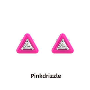 原创设计 Pinkdrizzle 解忧胶囊三角珐琅耳钉小众耳环新款