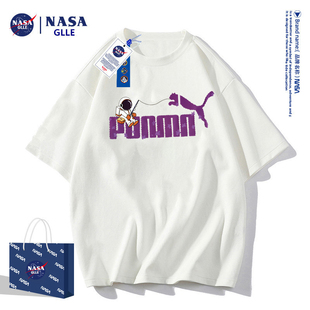 青少年宽松男女打底衫 短袖 NASA联名潮牌新款 t恤重磅潮流体恤半袖