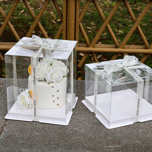 透明蛋糕盒单层可定制6寸8寸10寸12寸三层加高生日甜品包装 蛋糕盒