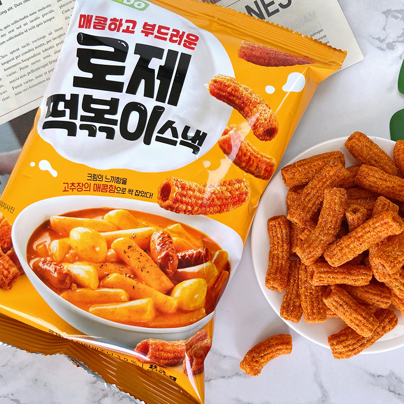 CU便利店涞可香辣芝士味年糕条韩国进口休闲零食膨化食品83g
