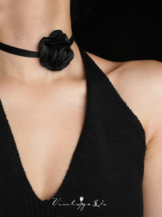 复古暗黑高级感氛围黑色花朵chocker项链 锁骨链 「午夜芭蕾」法式