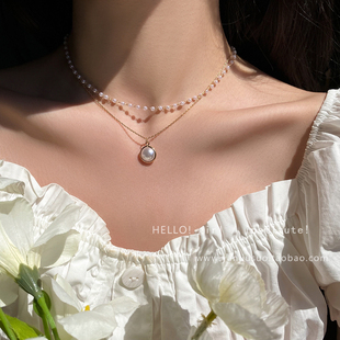 珍珠项链女2022年新款 轻奢小众设计感气质简约锁骨链百搭配饰颈链