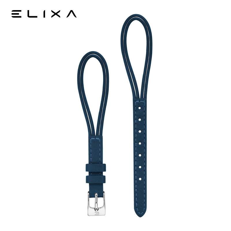 E096 编织真皮8mm宽 表带 Elixa艾莉诗原装 针扣个性