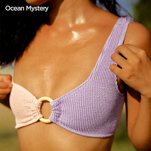 OceanMystery2022新款 撞色性感比基尼女运动分体泳衣遮肚温泉度假