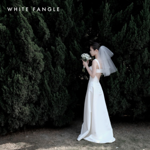 WHITE FANGLE 浮现 新娘短层次头纱旅拍森系婚礼通透美网
