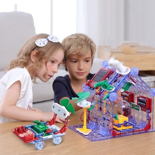 电子积木百拼儿童电路玩具实验物理益智力拼装 类幼儿园科学区 正版