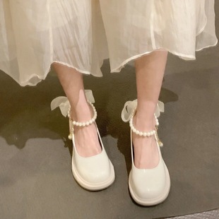 温柔仙女风凉鞋 珍珠小皮鞋 法式 2023新款 单鞋 玛丽珍高跟鞋 女夏季