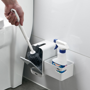 无死角洗厕所刷子家用卫生间挂墙式 坐便器清洁刷置物架 马桶刷套装