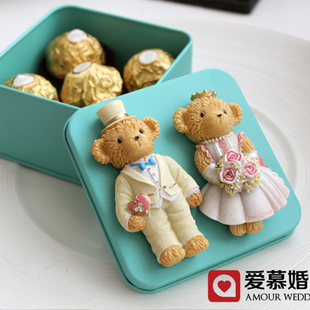 创意欧式 喜糖盒子马口铁结婚伴手礼小熊糖果盒子婚庆用品 来福猫