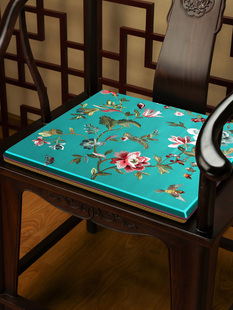 中式 古典刺绣红木椅子坐垫仿古实木家具海绵垫茶椅圈椅餐椅防A滑