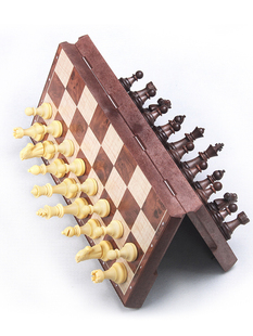 UB友邦大号仿木制国际象棋套装 西洋跳棋64格磁性塑料棋子折叠棋盘