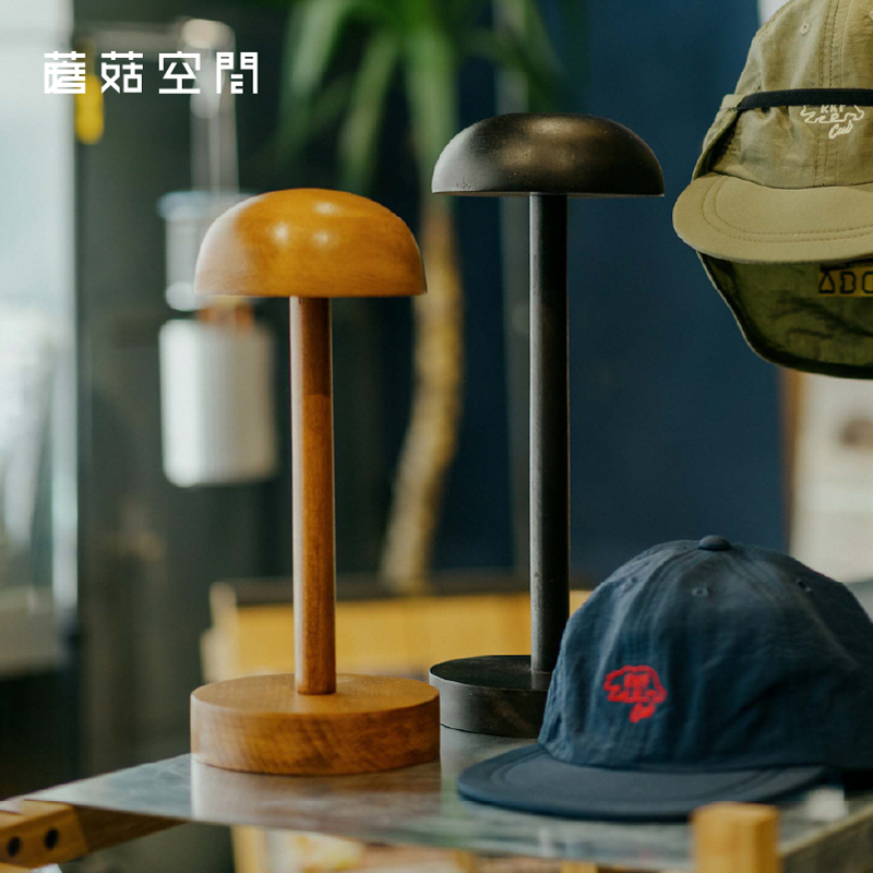 复古实木手工做旧帽托榫卯半球帽架帽楦桌面装 饰摆件展示道具 美式