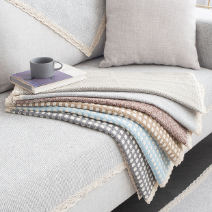 北欧沙发垫坐垫四季 通用棉布亚麻防滑厚沙发盖巾现代简约沙发套罩
