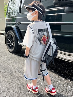 球衣薄款 短袖 韩国男童夏装 速干篮球服夏款 2024新款 套装 儿童夏季