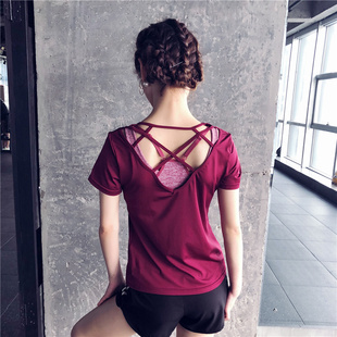 性感镂空美背运动短袖 女健身上衣速干T恤瑜伽跑步背心女 新款