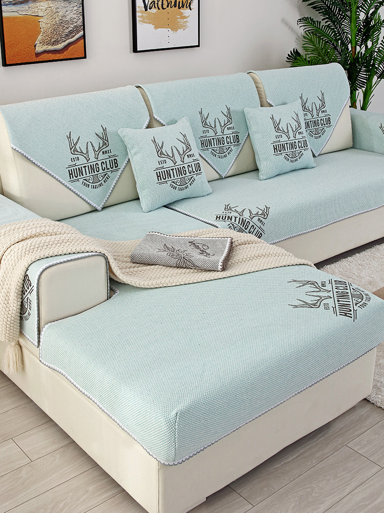 沙发垫四季 通用北欧沙发套罩棉麻布艺印花简约实木全包沙发罩坐垫