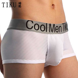 TIKU梯酷男士 性感内裤 半透明透视男式 平角内裤 冰丝透气 平角裤