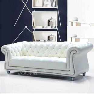 欧式 真皮沙发拉扣白色客厅小户型现代简约美式 整装 经济型沙发组合