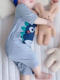 薄款 睡衣空调服宝宝防踢被睡袋家居服夏 儿童莫代尔婴儿连体衣夏季