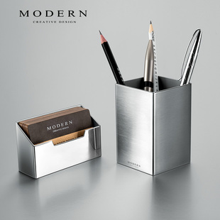 德国MODERN现代艺术名片座不锈钢钢创意名片架高档桌面名片盒定制