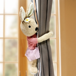美人兔卡通公主风窗帘扣可爱小兔子毛绒绑带儿童房装 饰 创意磁吸款