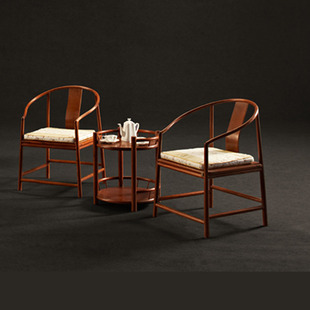 百年印记实木椅子茶几组合现代中式 椅子家具实木圈椅客厅家具