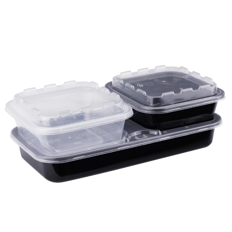 一次性双层餐盒打包外卖商务套装 餐盒小碗菜方形三合一便当盒