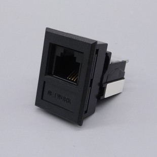 黑色CAT3四芯语音电话模块带支架电话连接头延长RJ11电话桌面支架