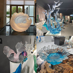 艺术大型创意抽象水晶胶装 饰品制作 透明树脂雕塑摆件铂晶轻奢软装