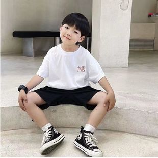 中小儿童中国风帅男童女童上衣 童装 纯棉短袖 2023新款 T恤洋气夏季