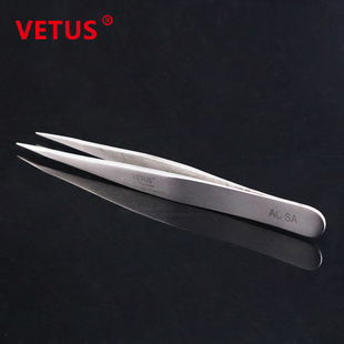 VETUS镊子 特加硬加厚精密防磁耐酸碱不锈钢尖头镊子