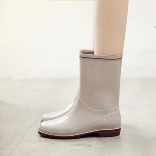 中筒雨靴轻便水靴防滑耐磨水鞋 胶鞋 出口日本防水女式 工作雨鞋 时尚
