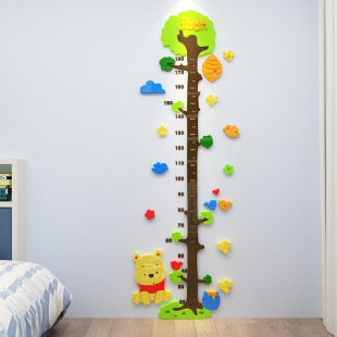 亚克力卡通墙贴3d立体身高贴卧室测量儿童身高尺装 饰幼儿园墙贴画