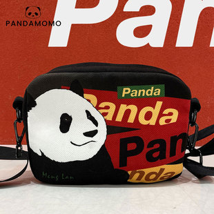 Pandamomo 大熊猫原创单肩 卡通可爱斜挎小方包 环保布包包萌兰