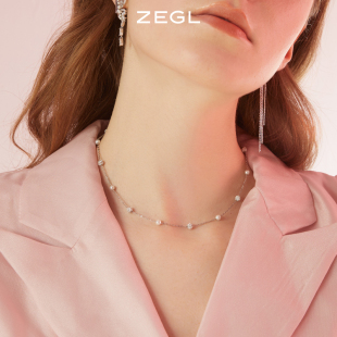 ZEGL925纯银人造珍珠项链女轻奢小众设计感2024年新款 锁骨链颈链