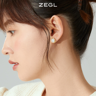 复古耳钉女轻奢高级感淡水珍珠耳环2024新款 925银针耳饰 ZEGL法式