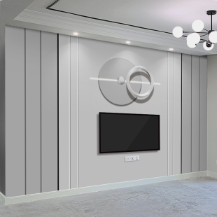 电视机背景墙壁纸客厅壁布轻奢影视墙布装 饰 格栅线条壁画2023新款