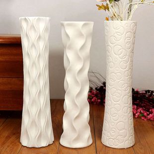 欧式 白色落地陶瓷大花瓶客厅摆件创意设计干花大花瓶 简约现代时尚