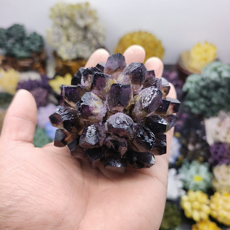 紫水晶摆件水晶花